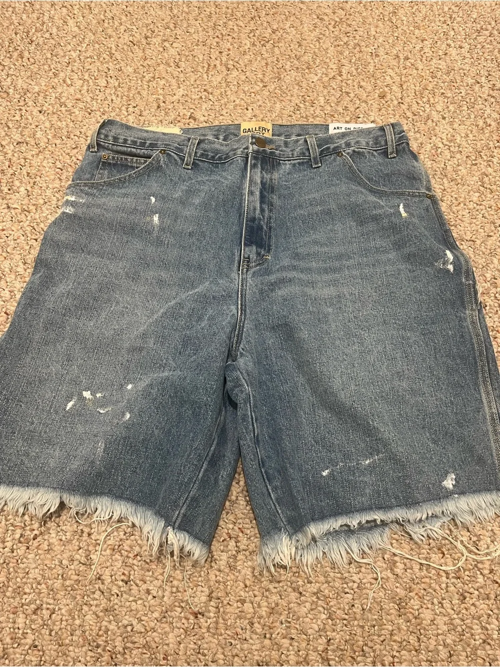 Gallery Dept Blue Distressed Denim Carpenter Shorts
